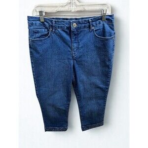Gloria Vanderbilt Jeans Women 10 Slim Straight Capri Stretch Embellished Hem